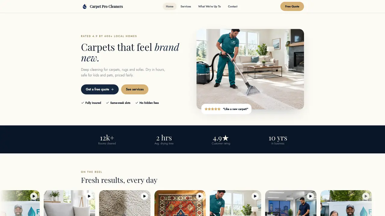 Live demo website for Carpet Pro, a carpet cleaning