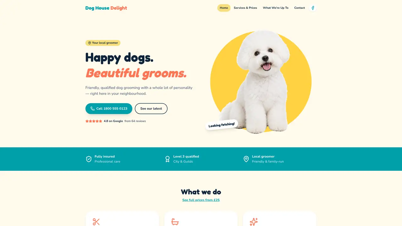 Live demo website for Doghouse, a dog groomer