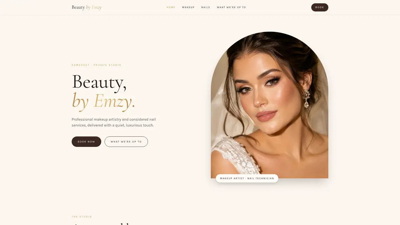 Live demo website for Emzy, a makeup & nails