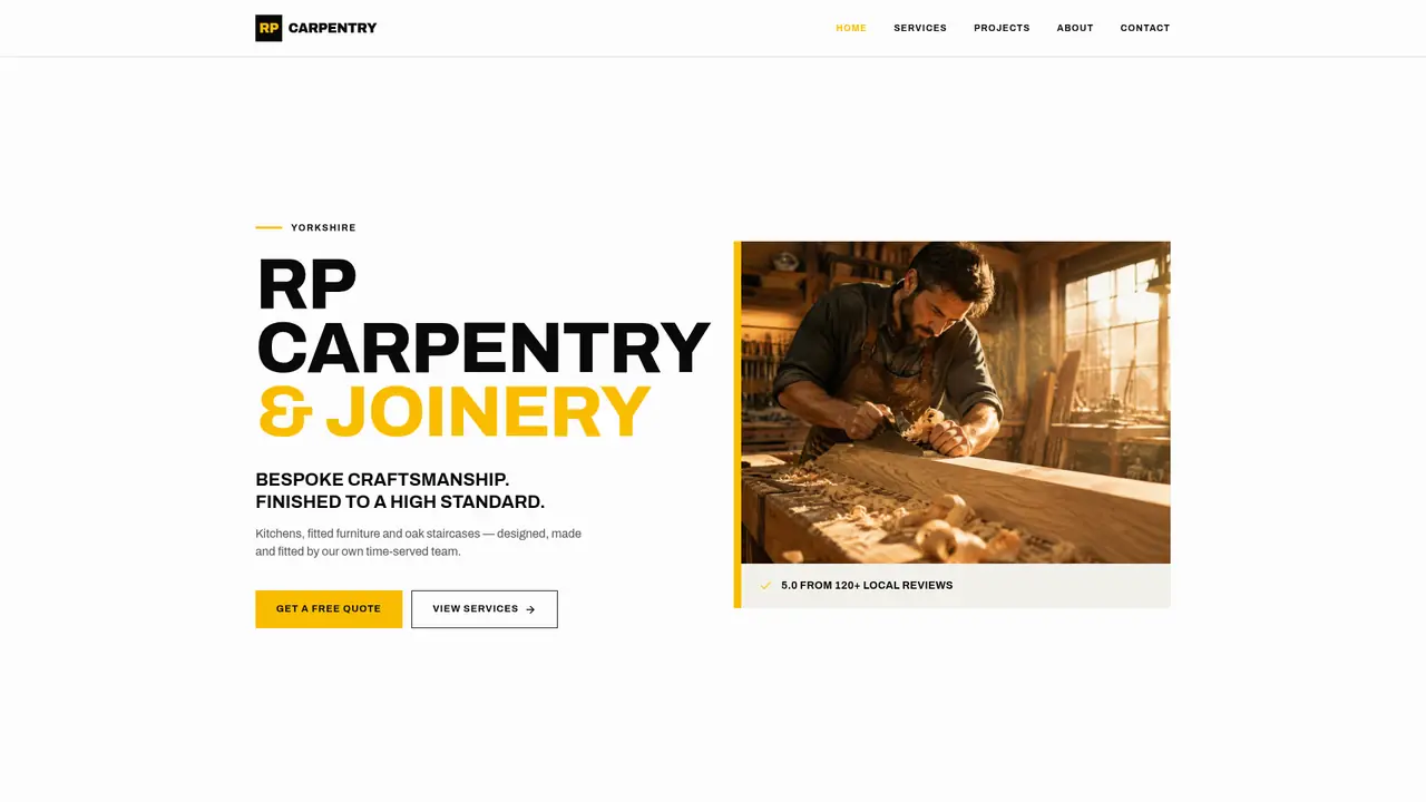 Live demo website for RP Carpentry, a carpentry & joinery